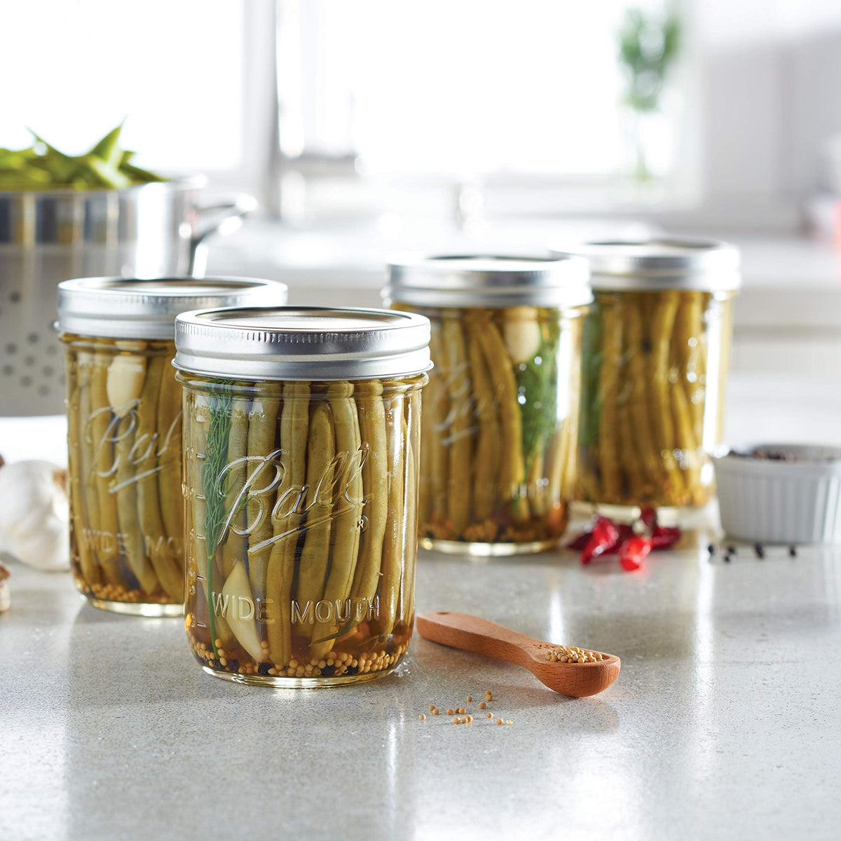 Wide Mouth Pint Mason Jars with Lids & Bands 16-oz 2-Pack D389