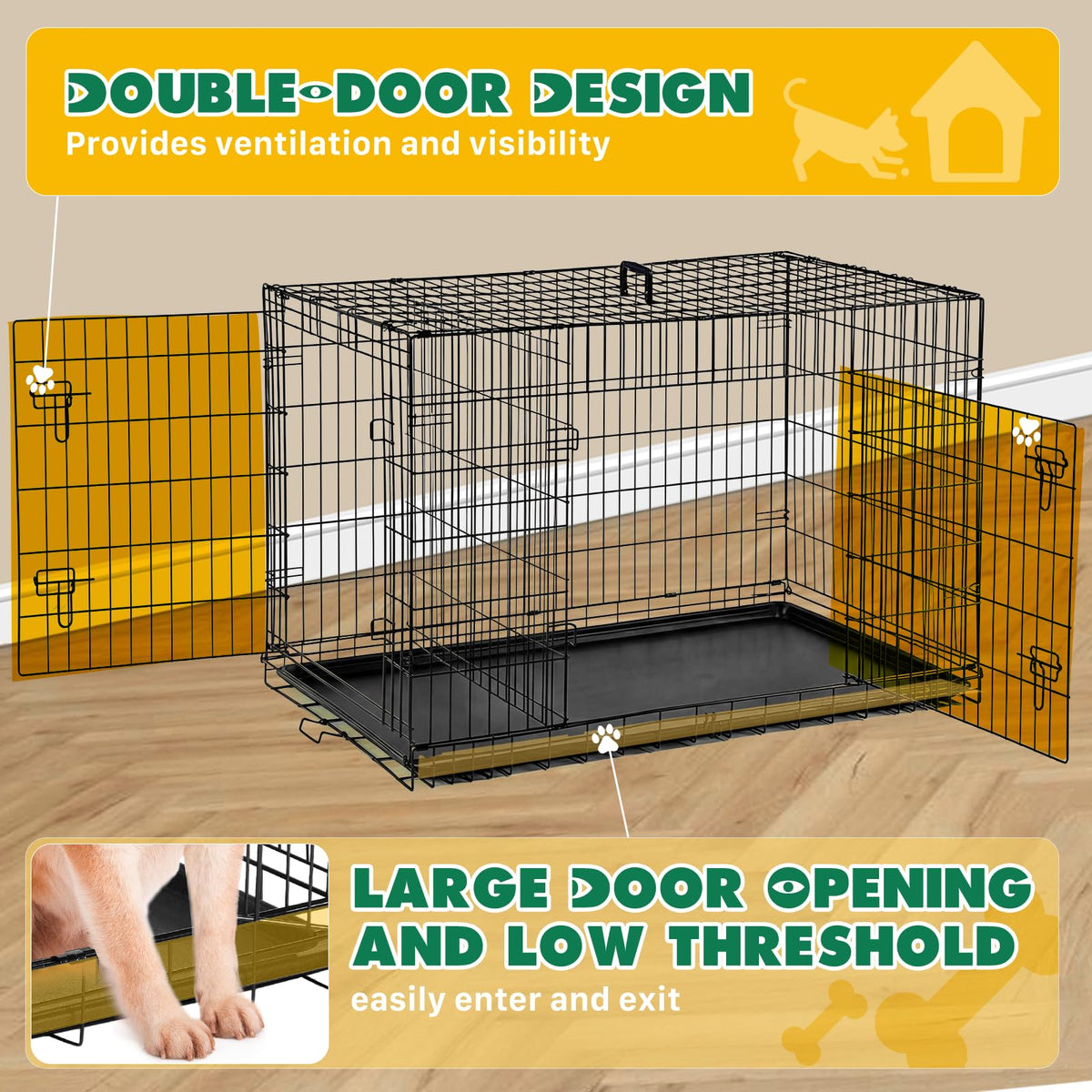48 Inch Double Door Dog Crate K498