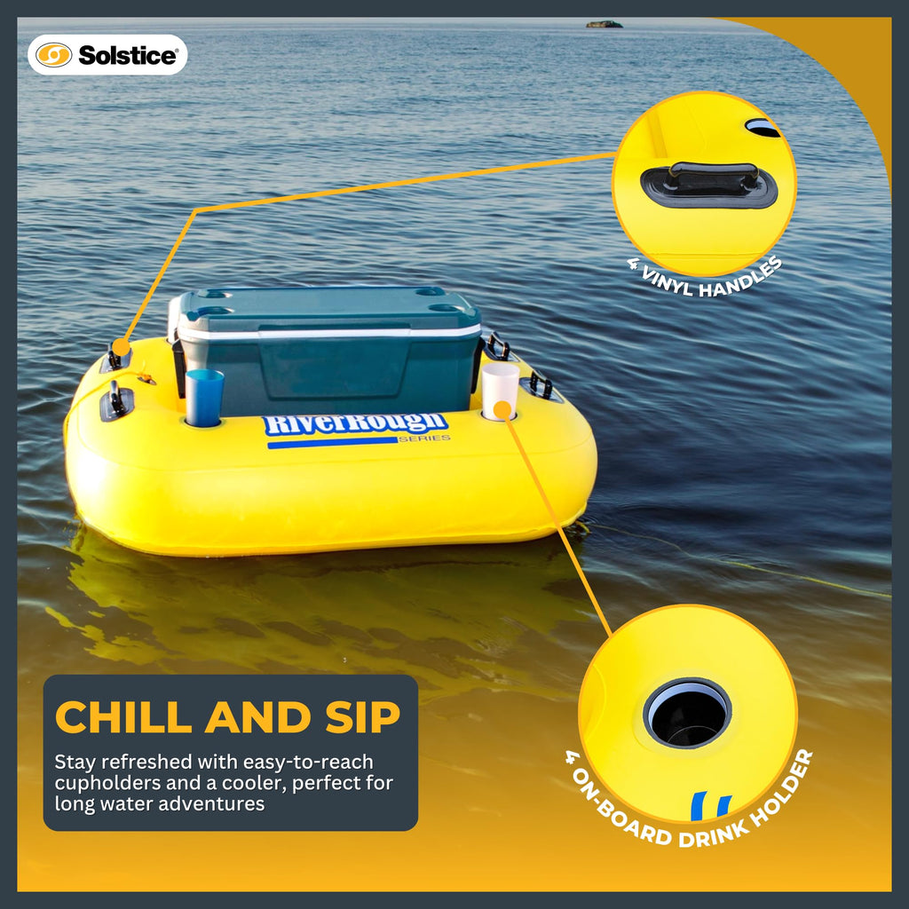 Yellow Inflatable Tube Float with Grab Handles and Cupholders C998