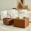 Brown Rolling Leather Coffee Table Set of 2 A54494