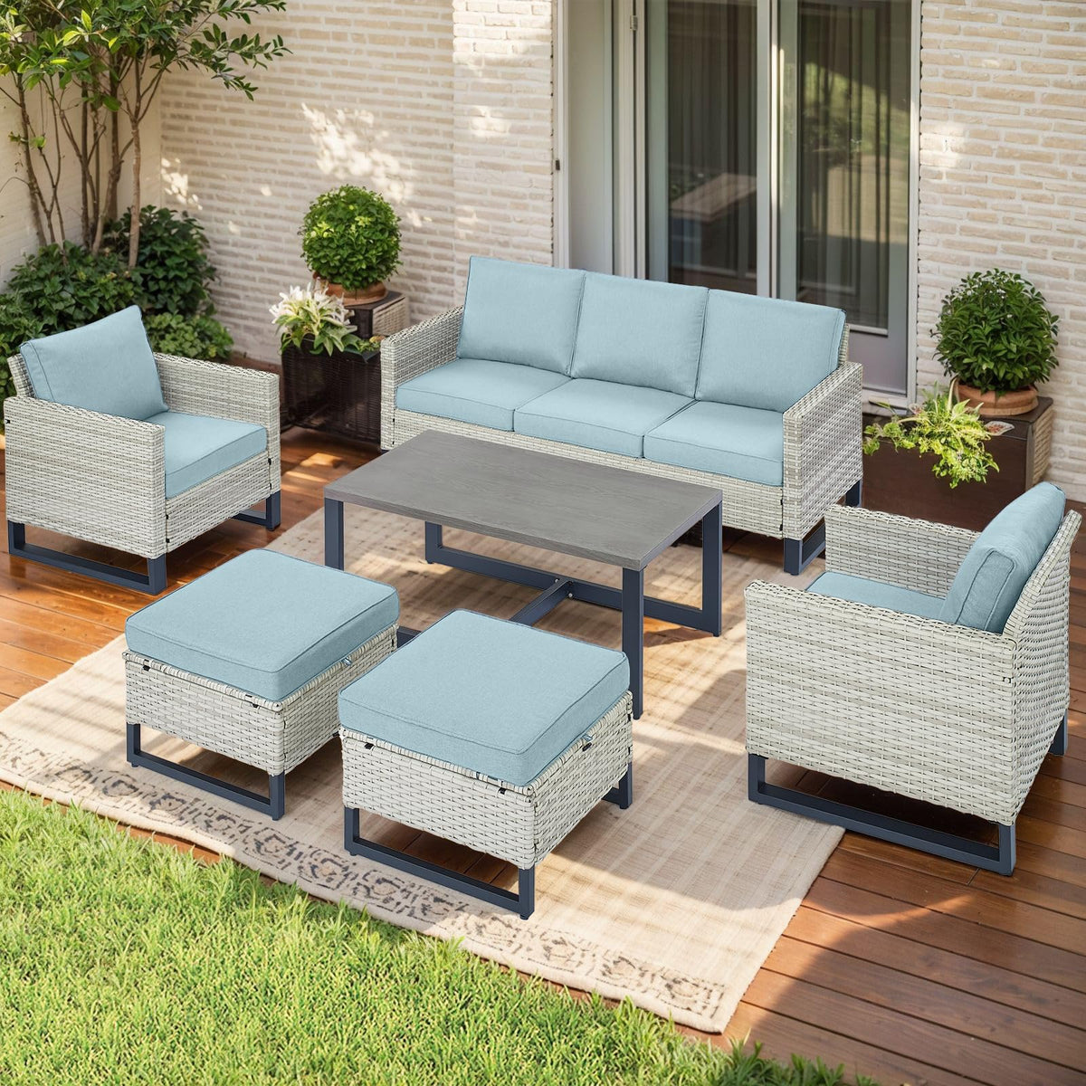 6 Piece Wicker Patio Conversation Set S2152