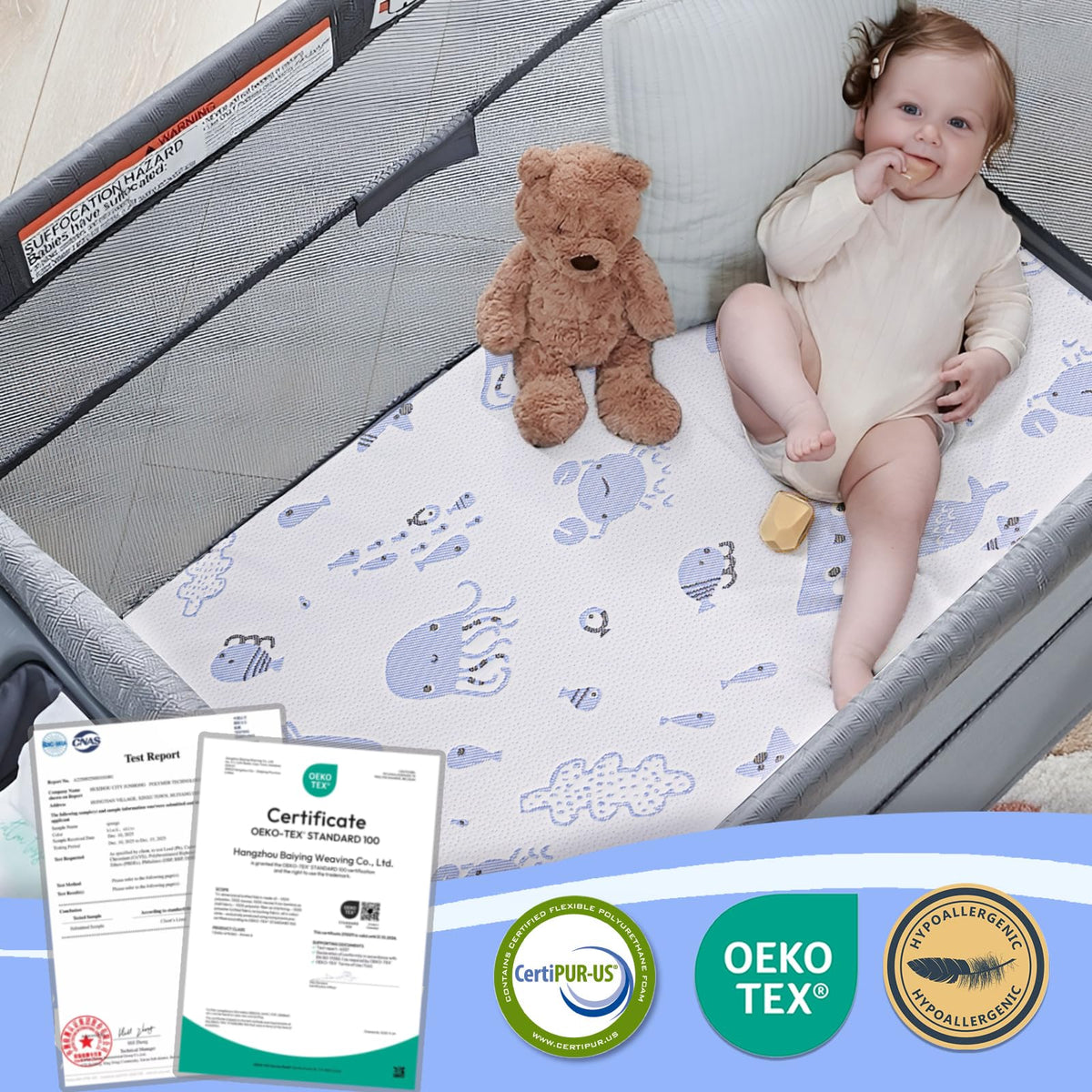 Dual Sided Memory Foam Pack and Play Mattress 38"x26" E276393
