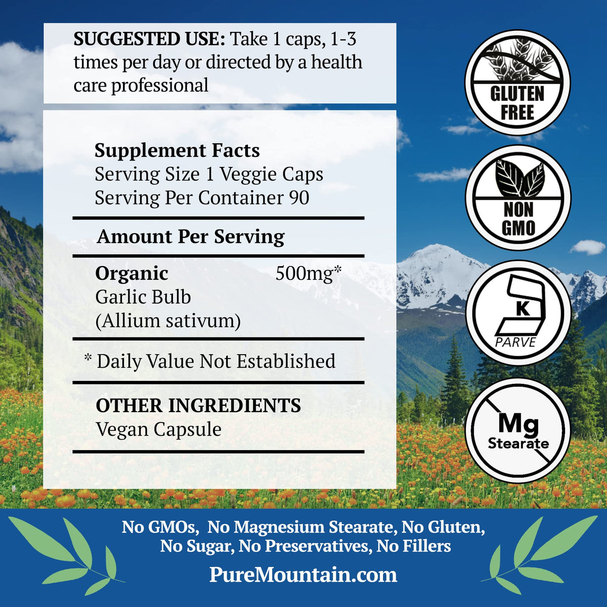 Garlic Capsules 500mg 90 Veggie Capsules Q412