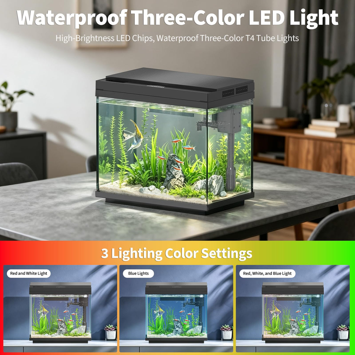 3 Gal Glass Fish Tank Kit with Filter & Light L719917