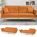 70" Velvet Futon with Adjustable Backrest and Armrests J7398