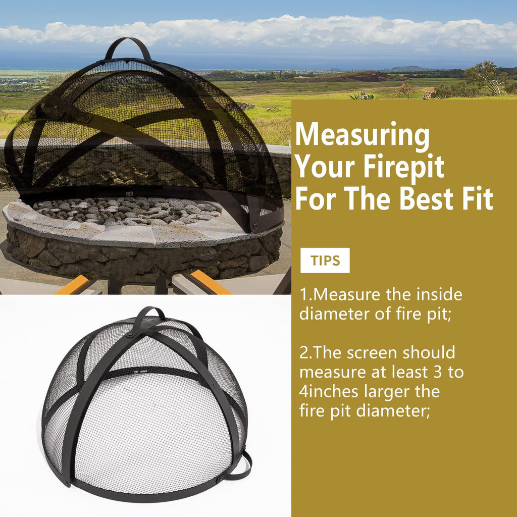 32" Round Fire Pit Spark Screen Cover with Door Y7240