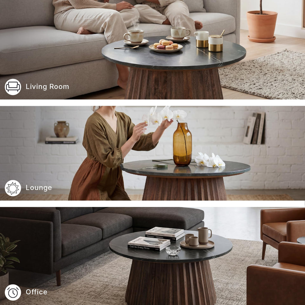 Round Fluted Marble Coffee Table S9729