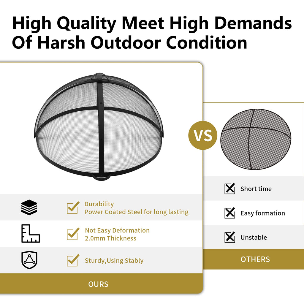 32" Round Fire Pit Spark Screen Cover with Door Y7240
