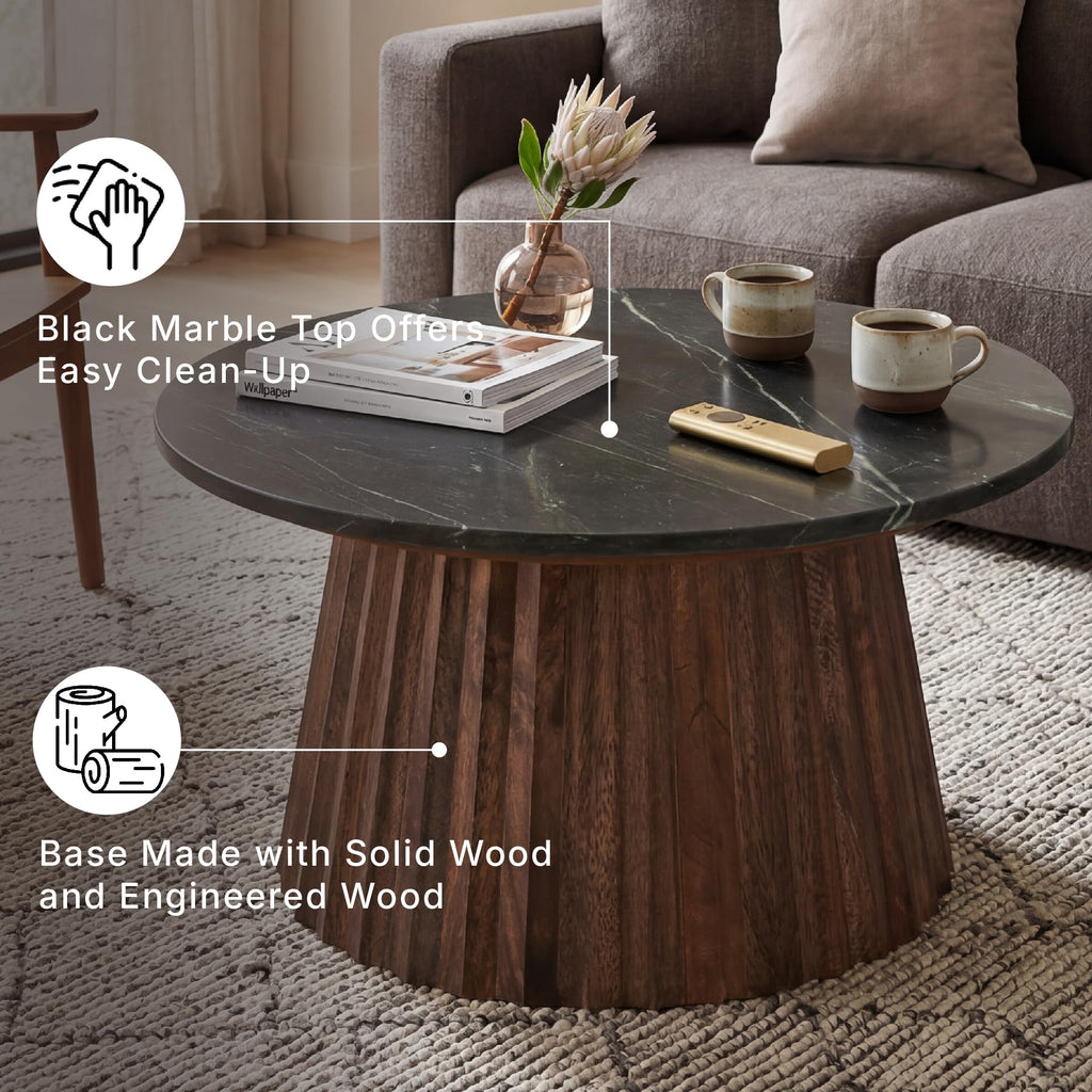 Round Fluted Marble Coffee Table S9729