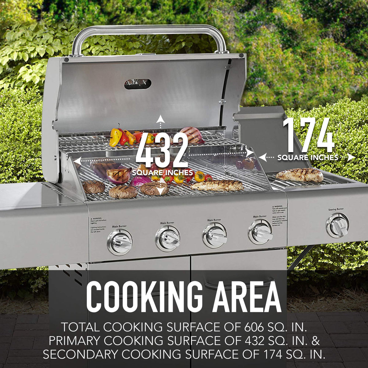4-Burner Stainless Steel Propane Gas Grill with Side Burner T5655