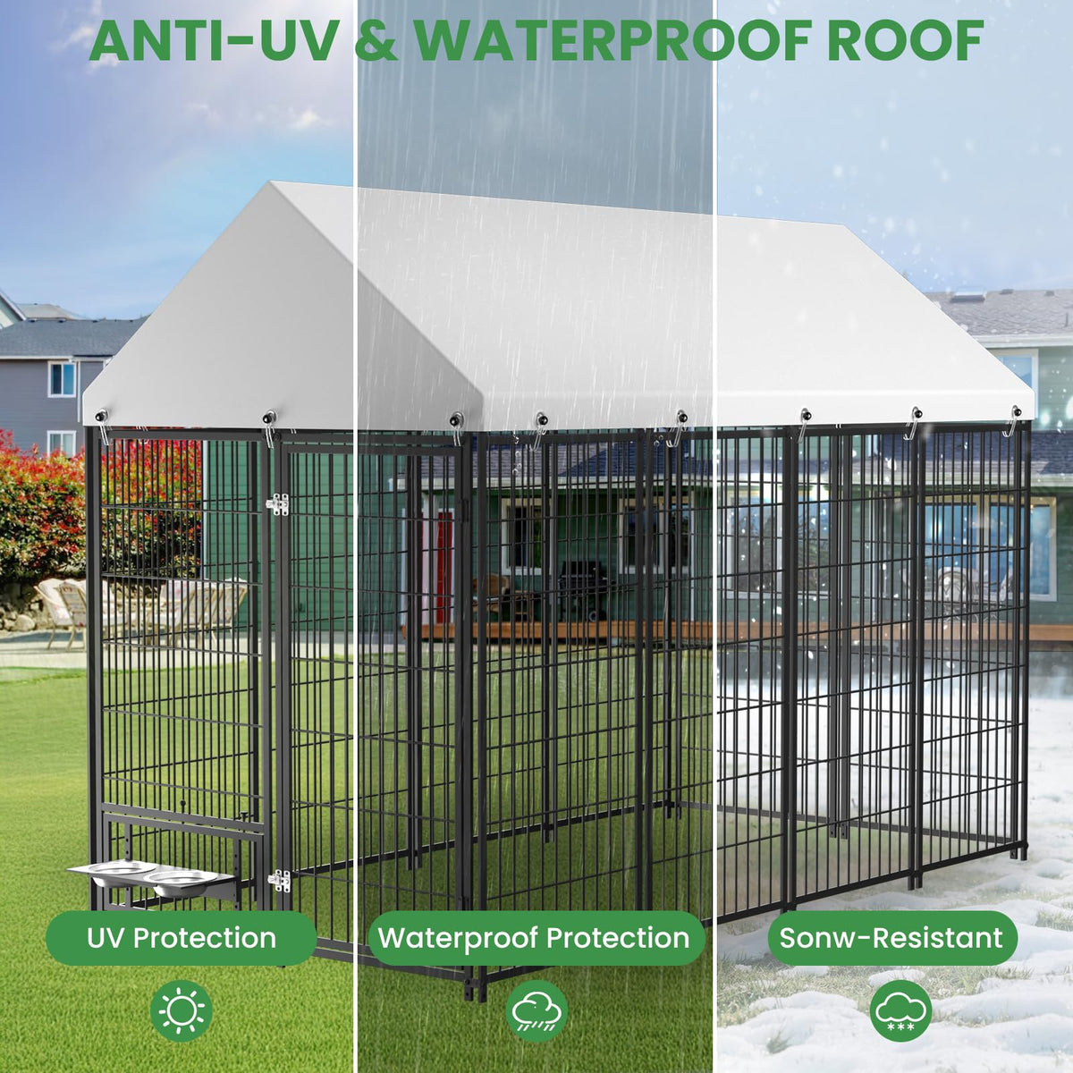 7.9 x 4.1 x 5.9 ft Outdoor Dog Kennel with Waterproof Roof C241747