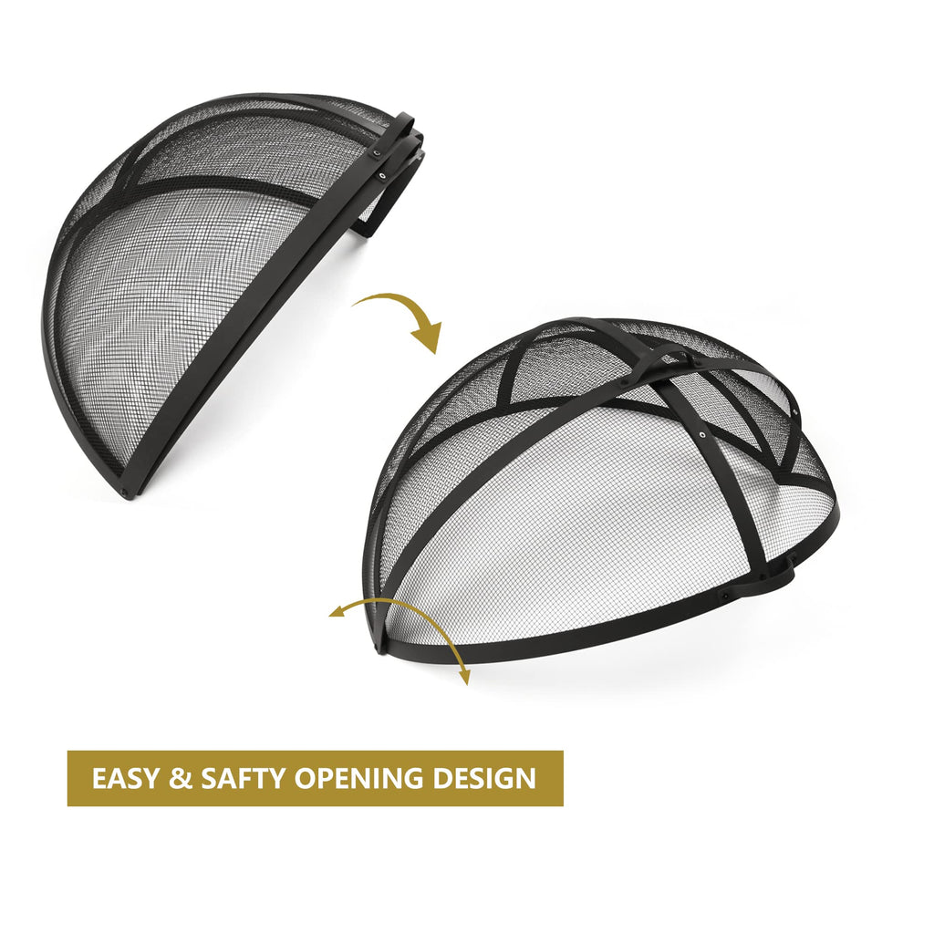 32" Round Fire Pit Spark Screen Cover with Door Y7240
