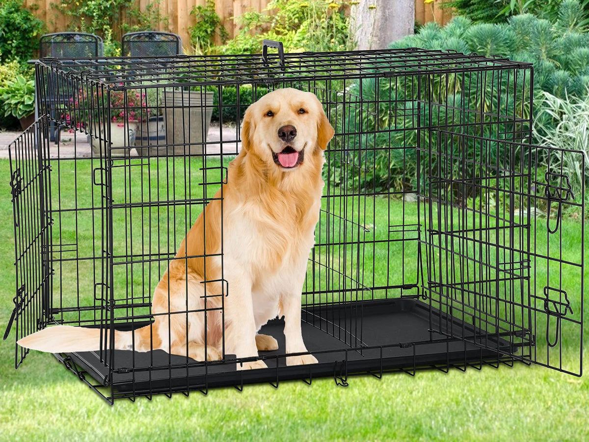 48" Heavy Duty Folding Wire Metal Dog Crate with Divider A725