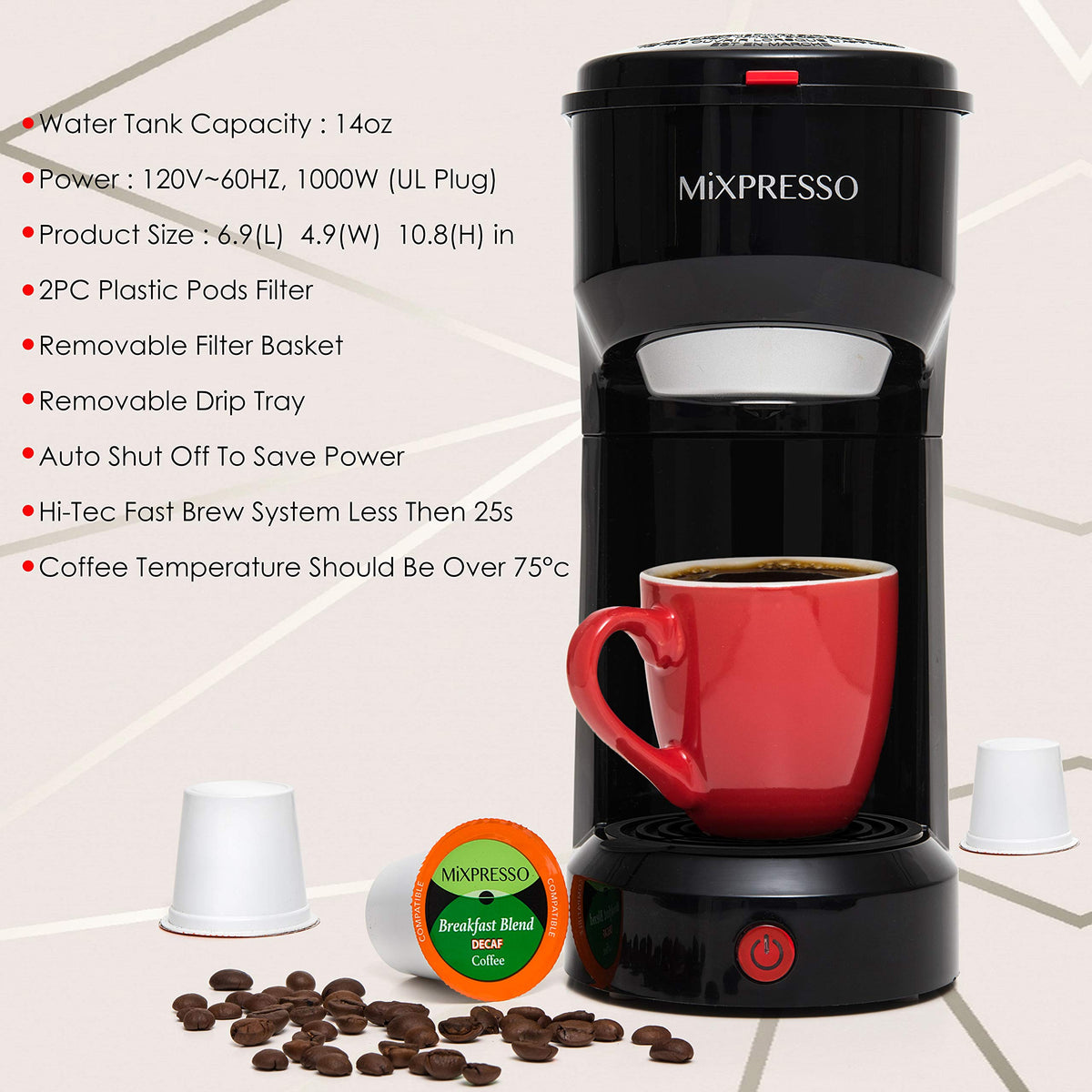 Single Serve Coffee Maker for K Pods & Grounds R742021