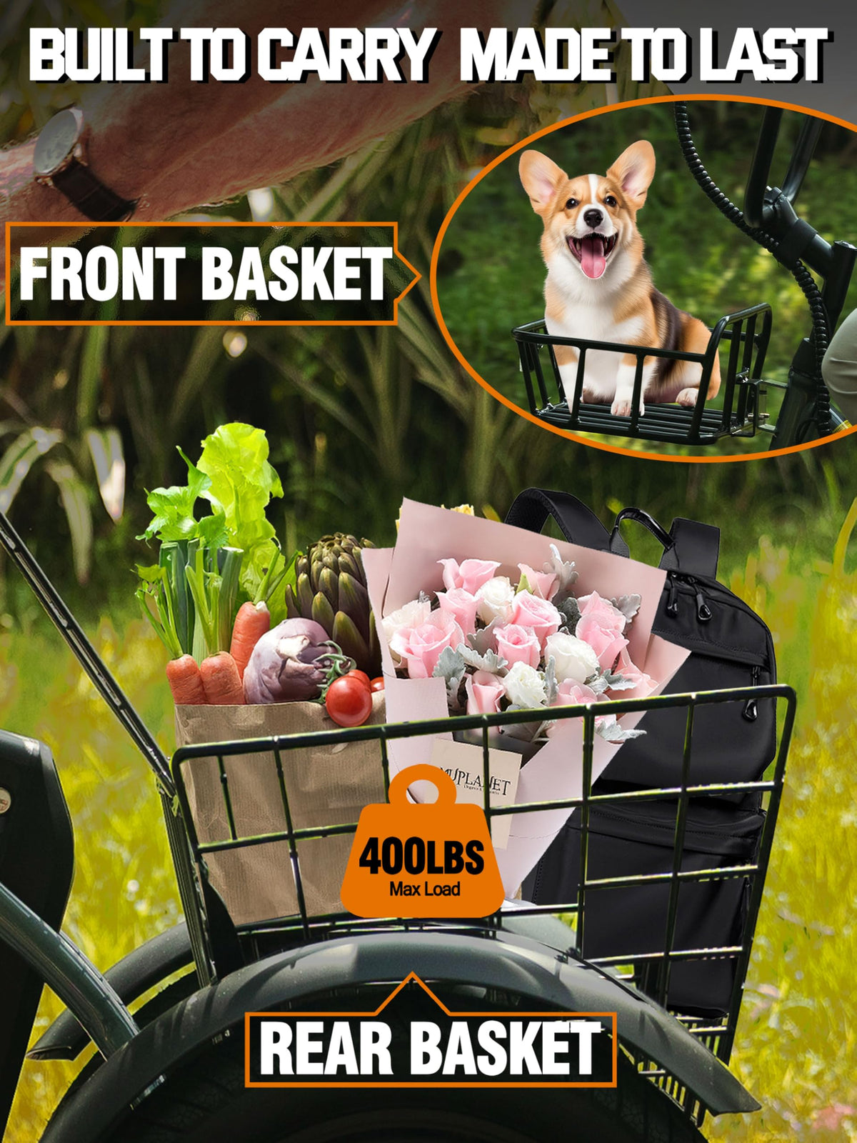Folding 1200W Fat Tire Electric Trike with Removable Battery P294
