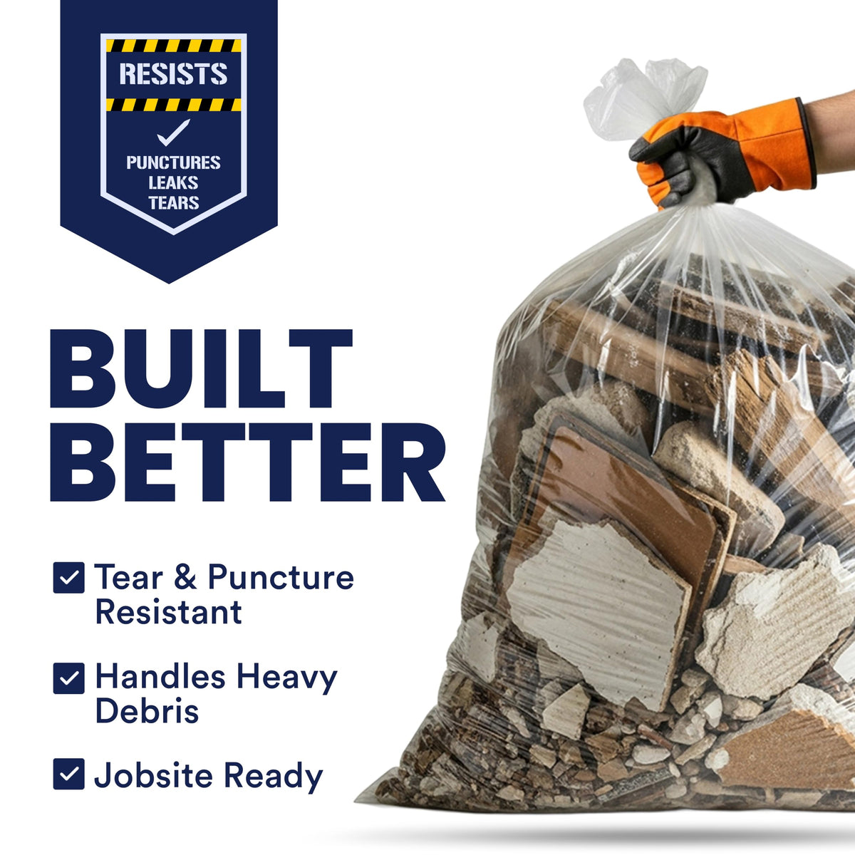 42 Gallon Clear Heavy Duty Trash Bags 4.0 Mil 50 Case T361