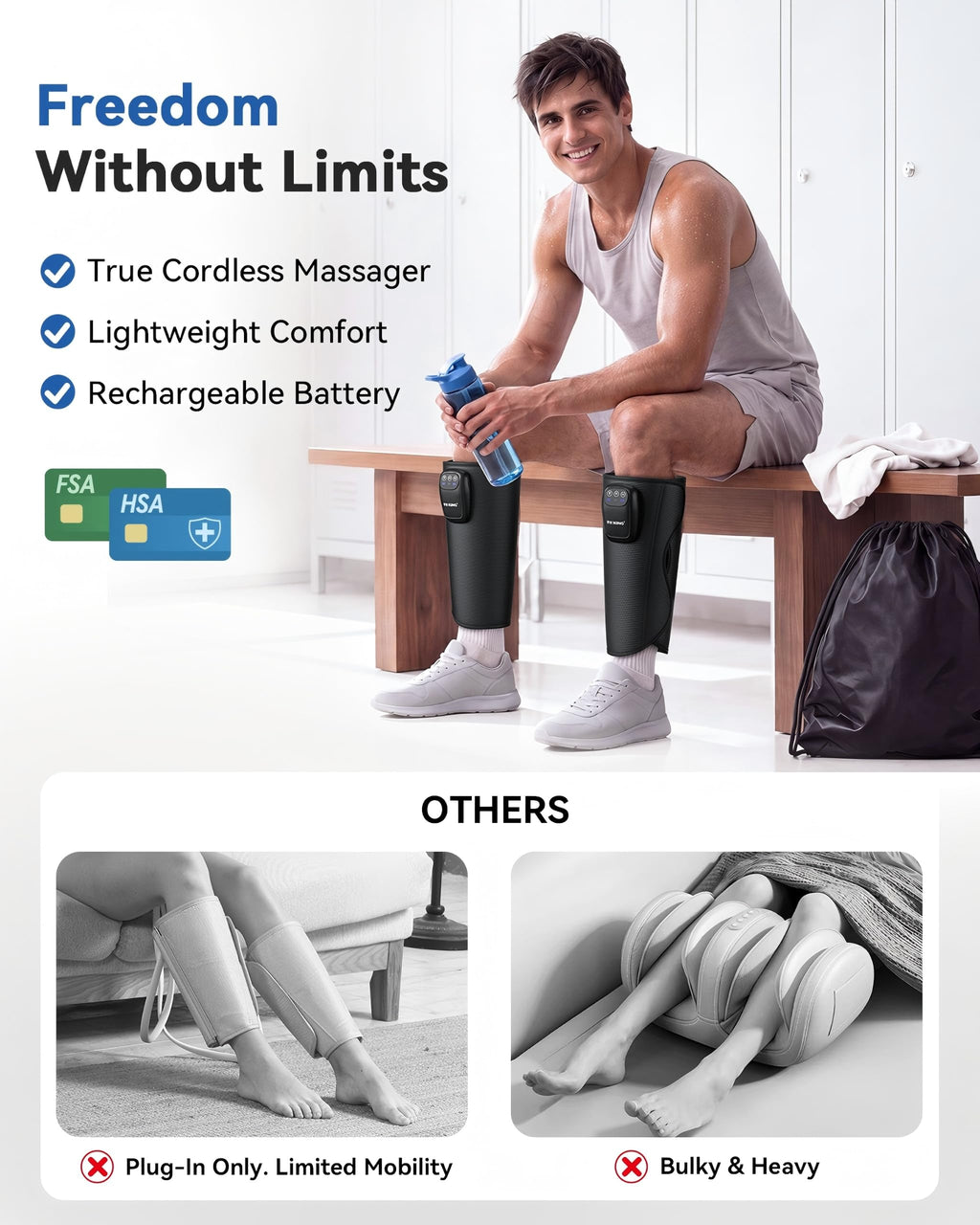 Cordless Rechargeable Leg Compression Massager A145