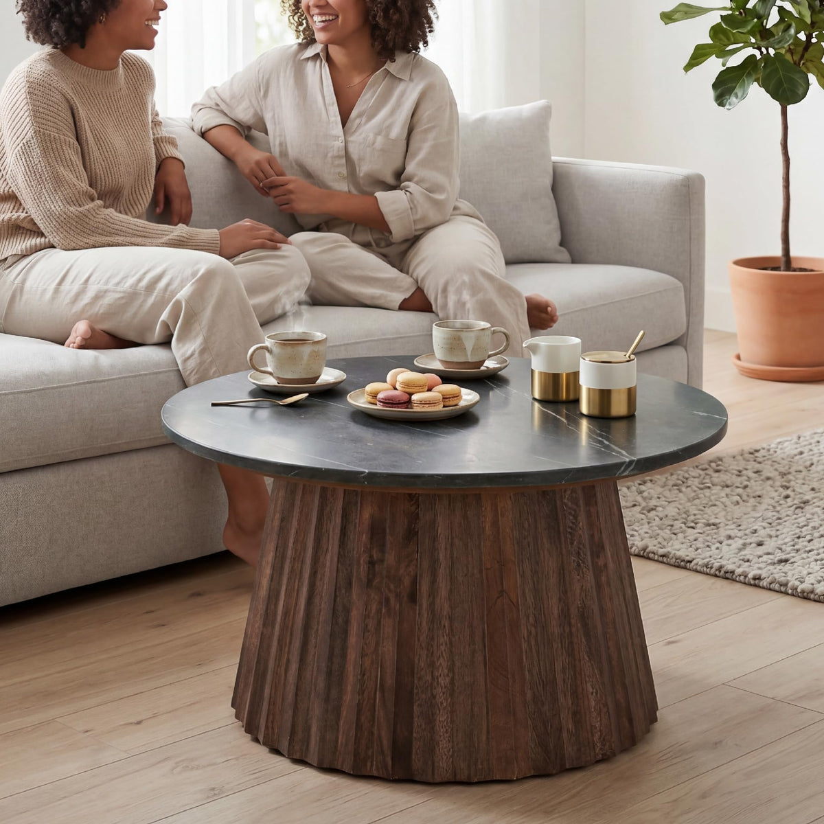 Round Fluted Marble Coffee Table S9729