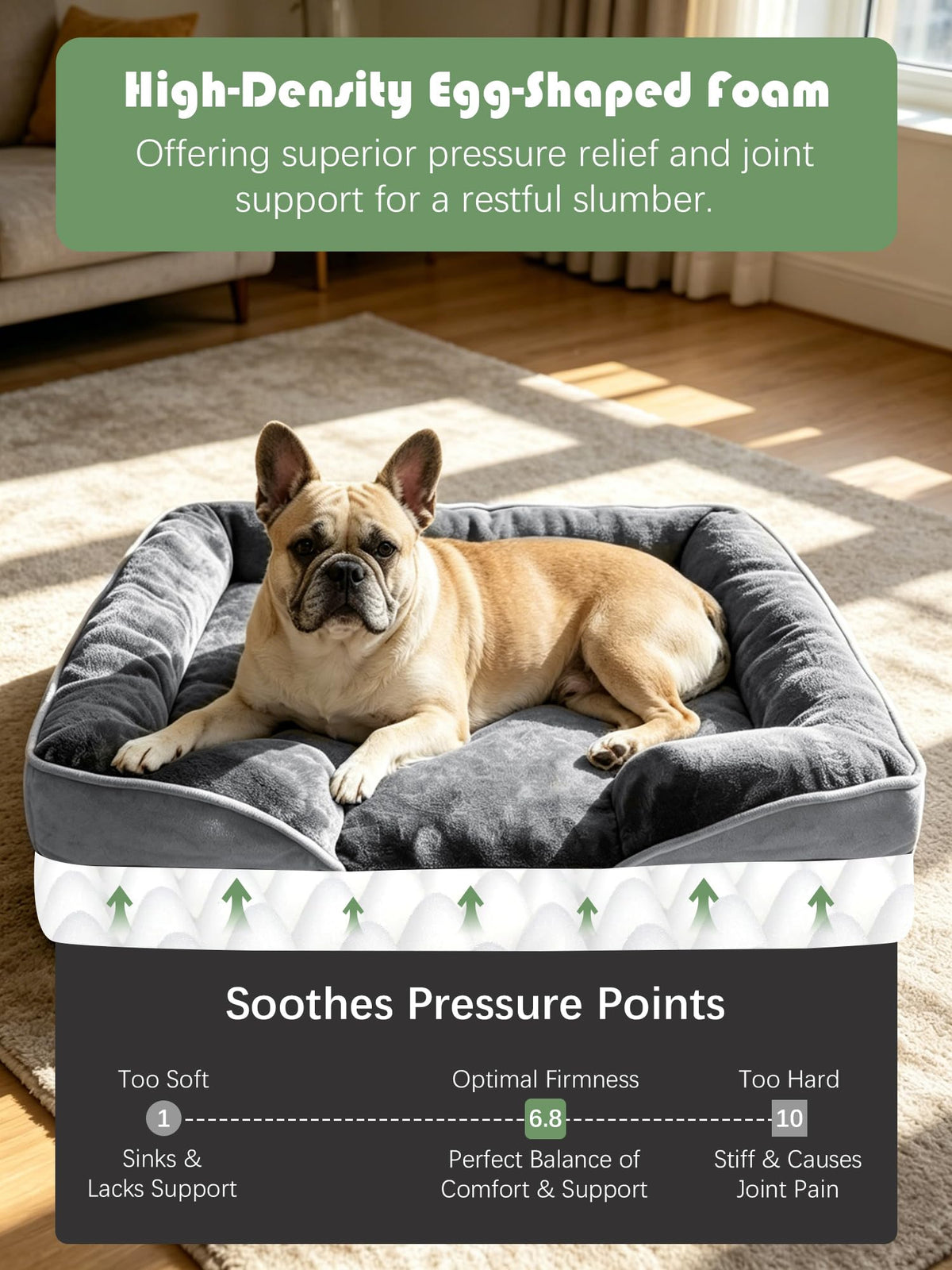 Orthopedic Dog Bed with Sides Grey U853