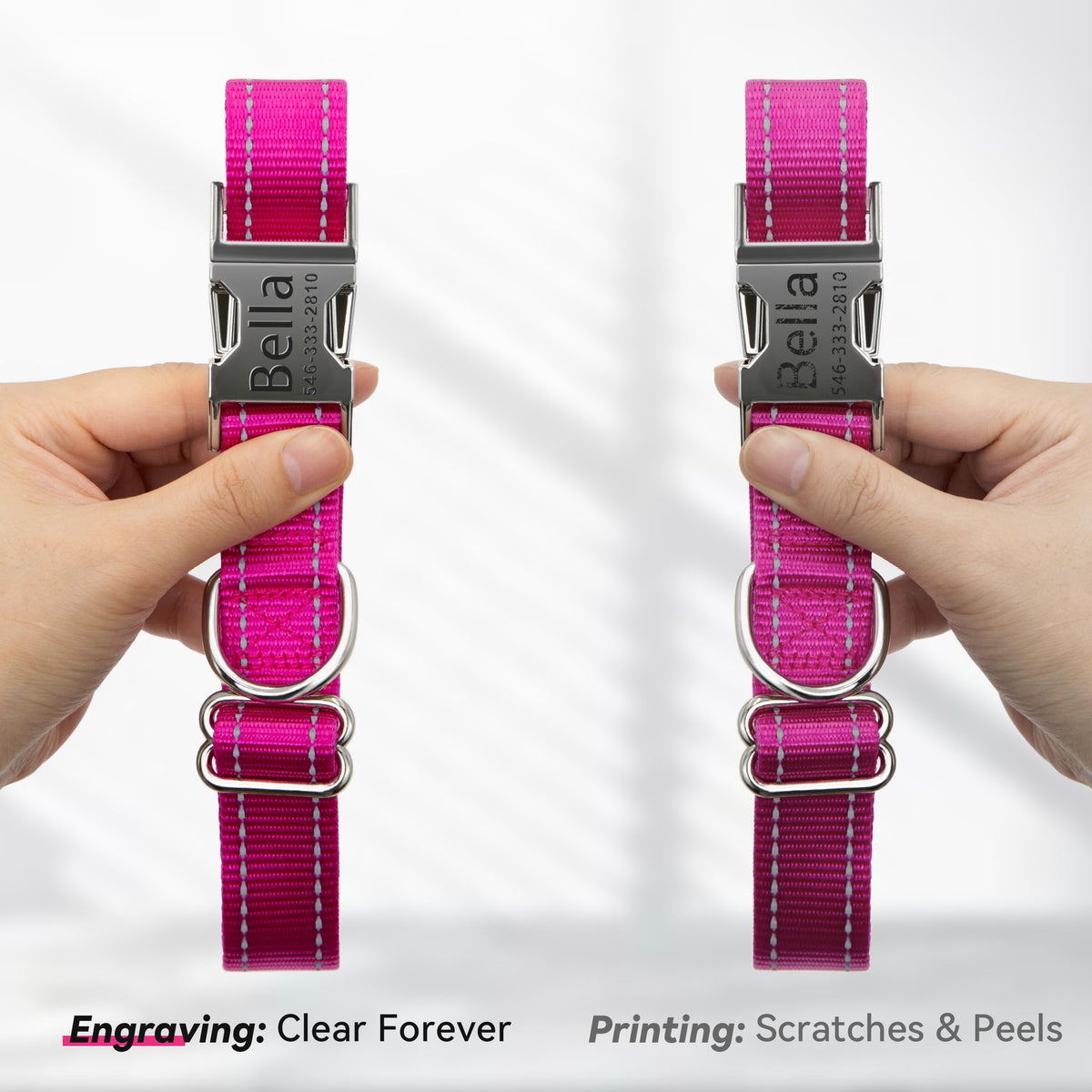 Reflective Dog Collar with Engraved ID Tag Z3094