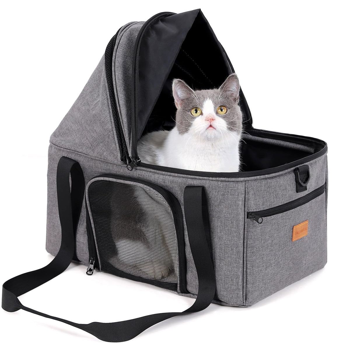 Top-Expandable Cat Carrier with Semi-Open Canopy V139312