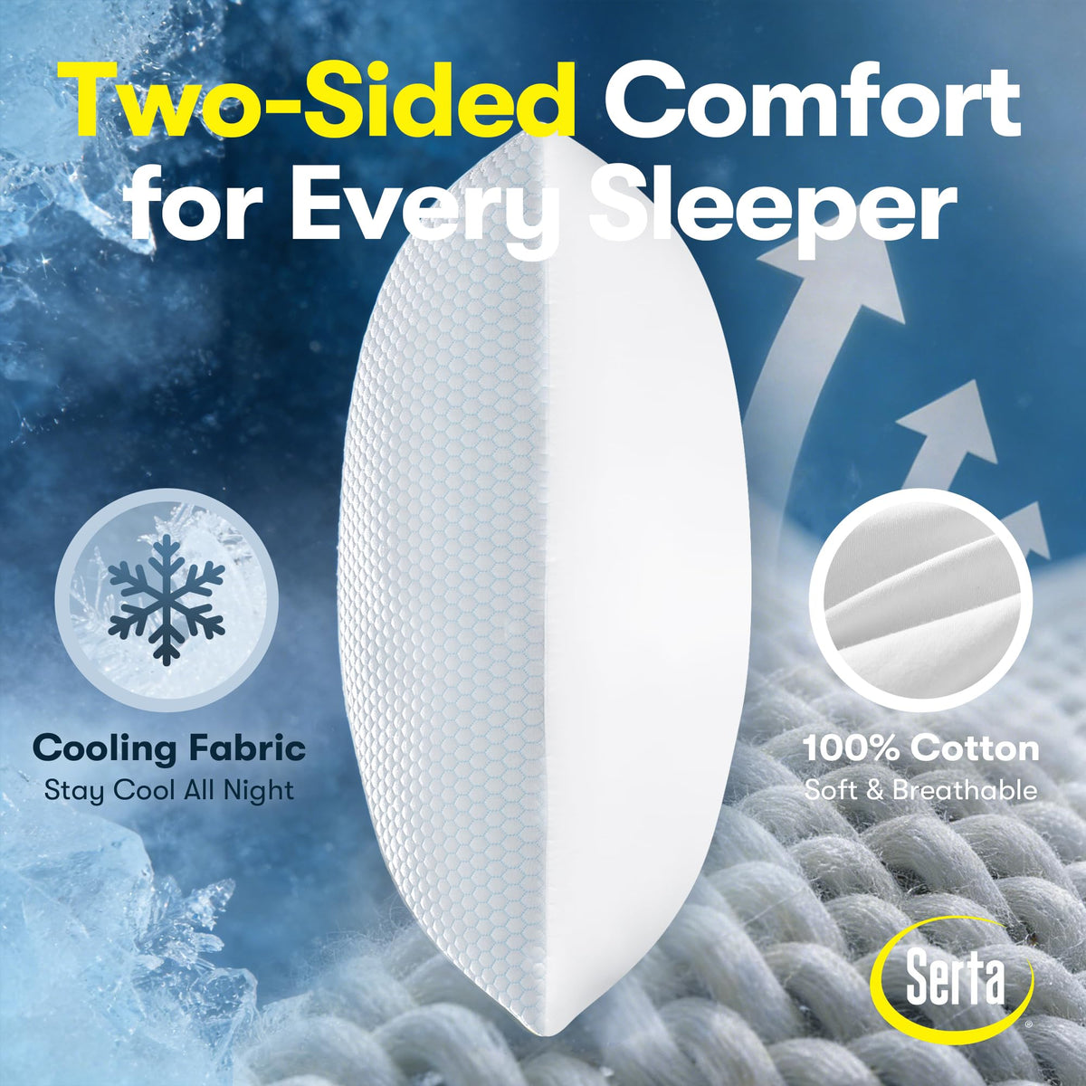 Queen Size Set of 2 Cooling Bed Pillows O168944