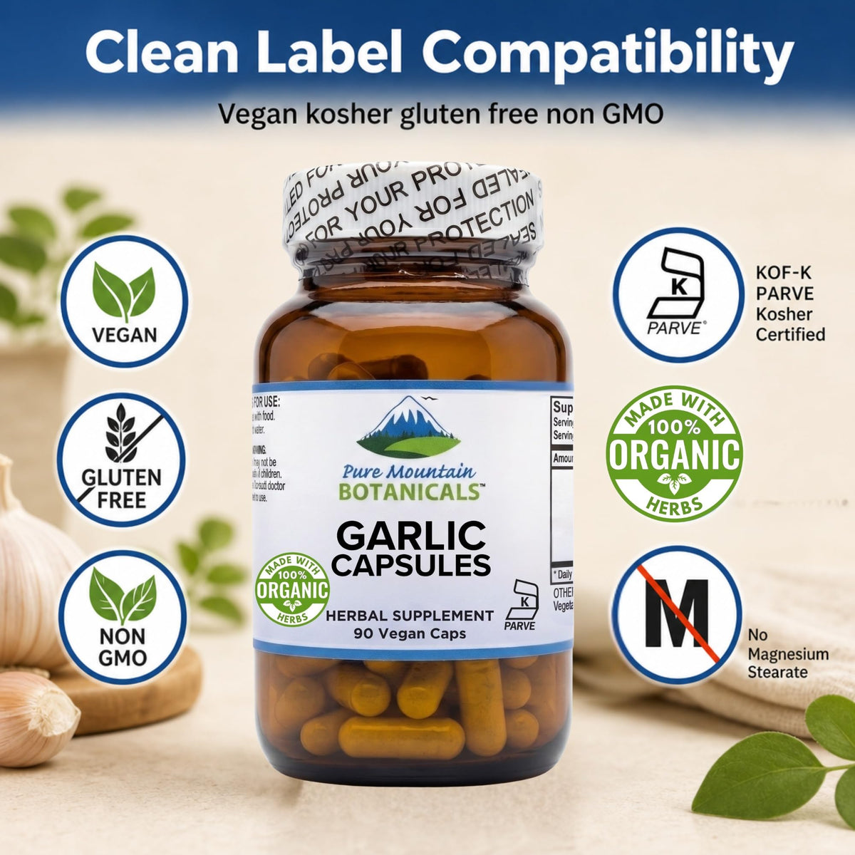 Garlic Capsules 500mg 90 Veggie Capsules Q412