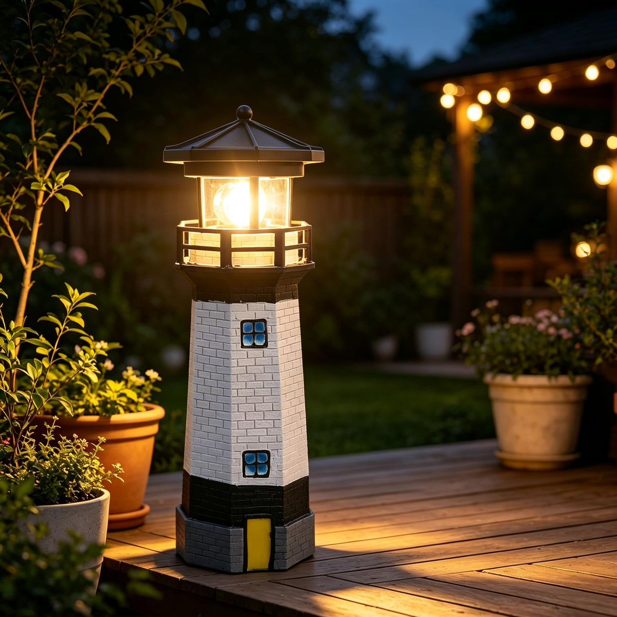 Solar Lighthouse Rotating Beacon Light Q2654
