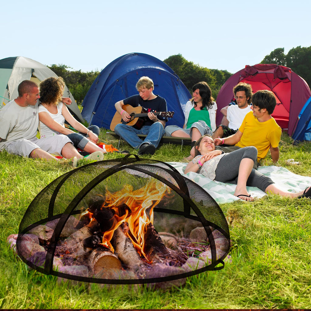 32" Round Fire Pit Spark Screen Cover with Door Y7240