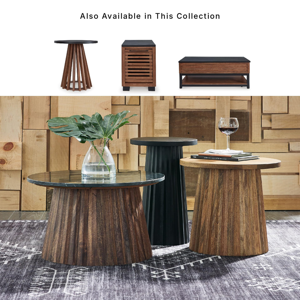 Round Fluted Marble Coffee Table S9729