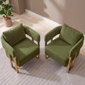 Green Teddy Upholstered Arm Chairs Set of 2 with Metal Legs N20585