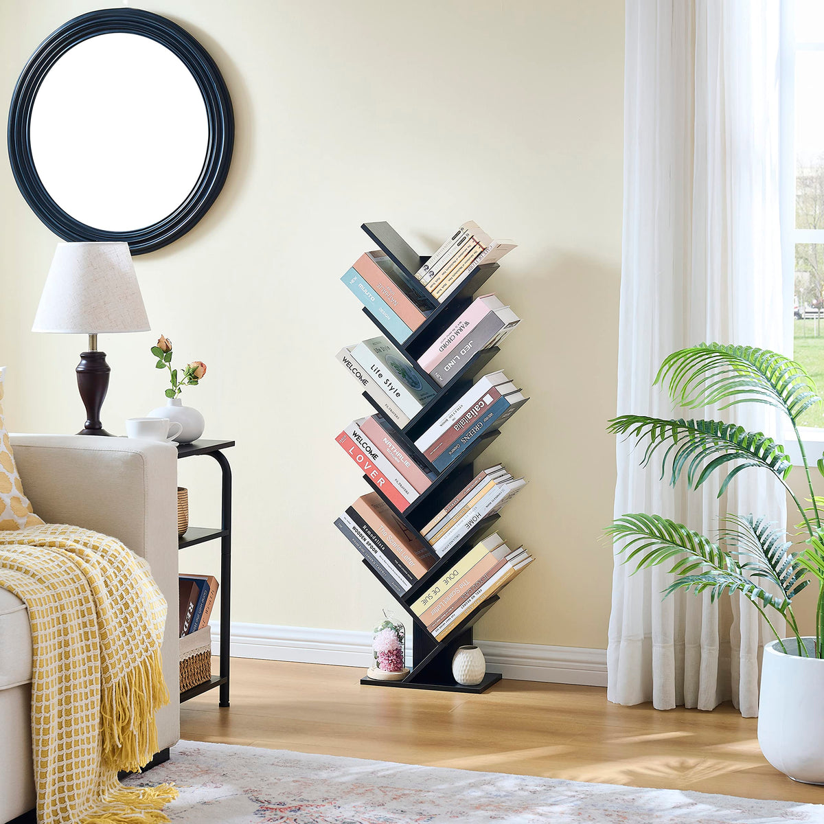 10 Tier Black Tree Bookshelf G9778