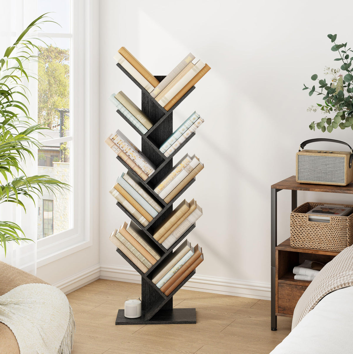 10 Tier Black Tree Bookshelf G9778