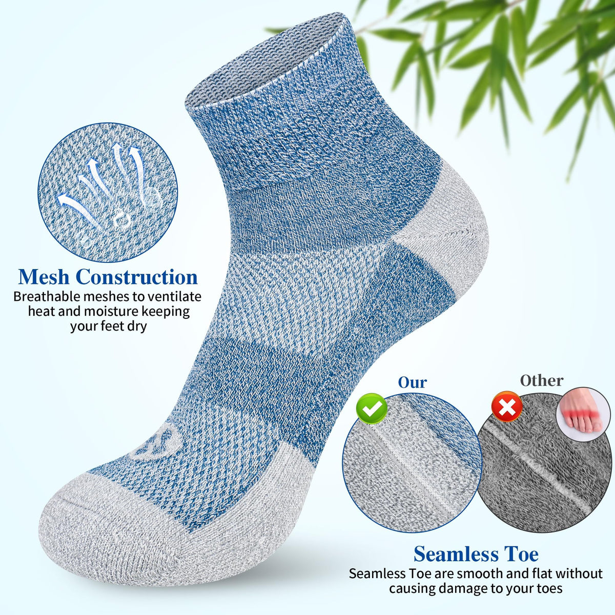 Diabetic Socks for Men, 12 Pairs Ankle & Low Cut Size 9-15 W8790