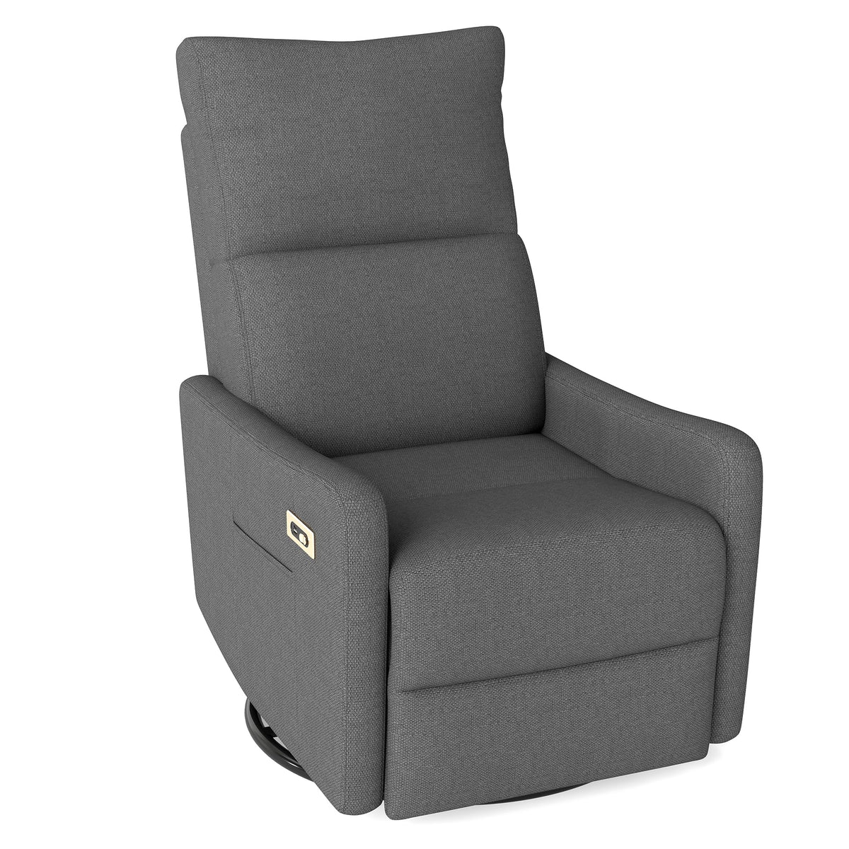 Dark Gray Velvet Swivel Recliner Chair Q788142