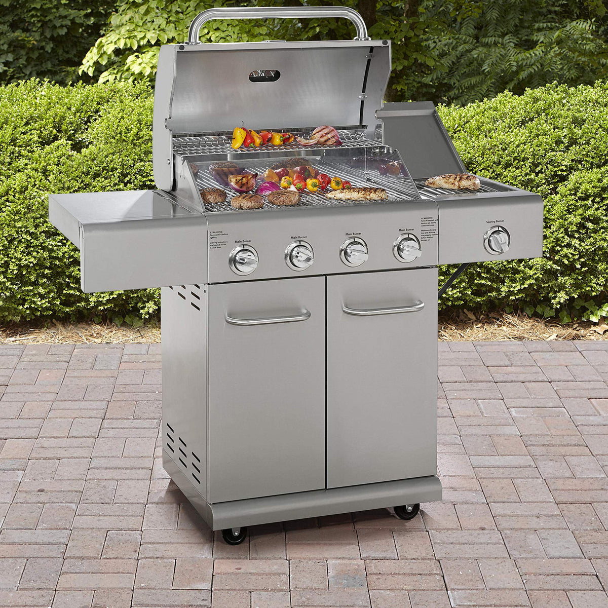4-Burner Stainless Steel Propane Gas Grill with Side Burner T5655