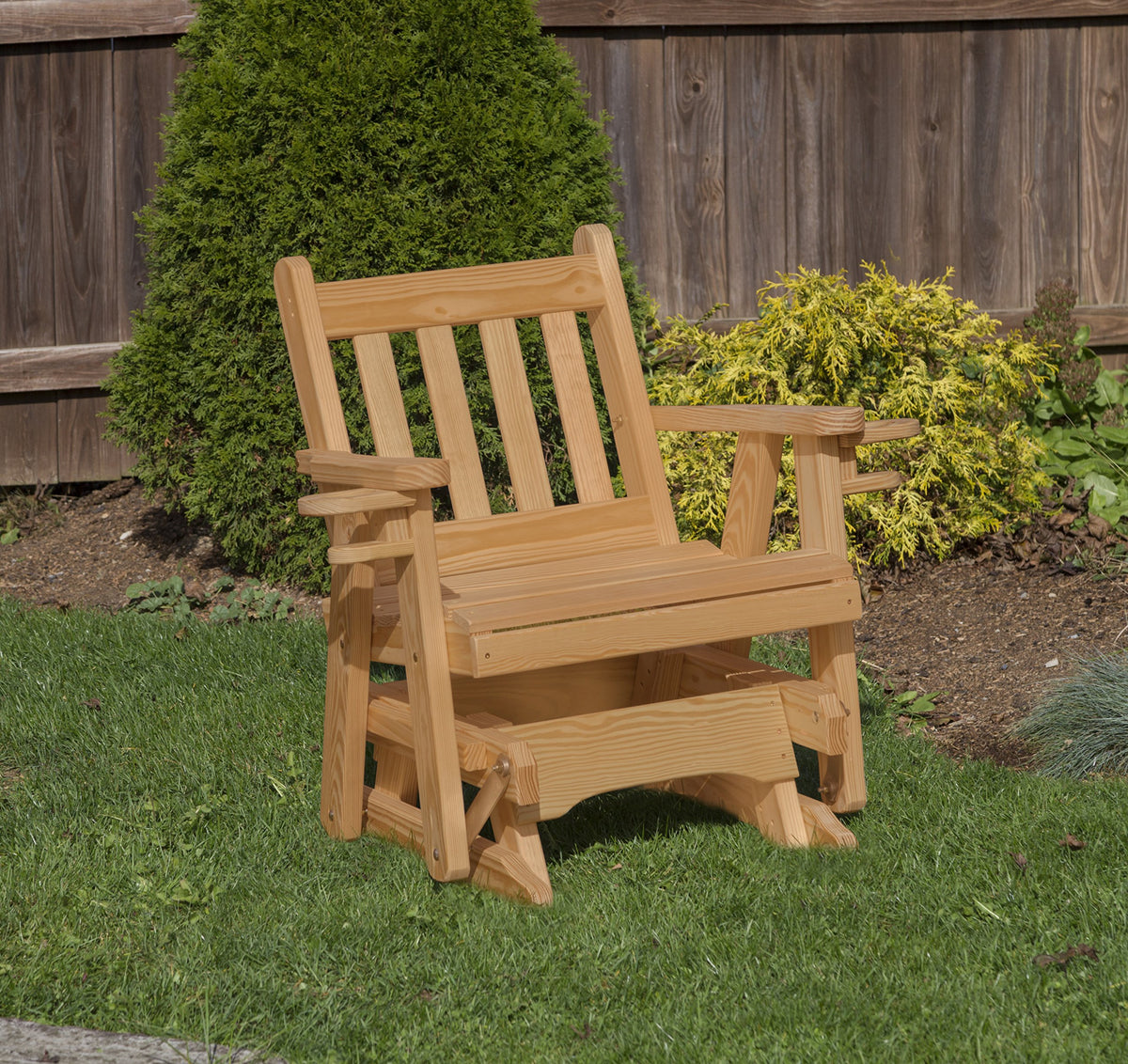 Brown Pressure Treated Outdoor Glider Chair with Cup Holders T2892